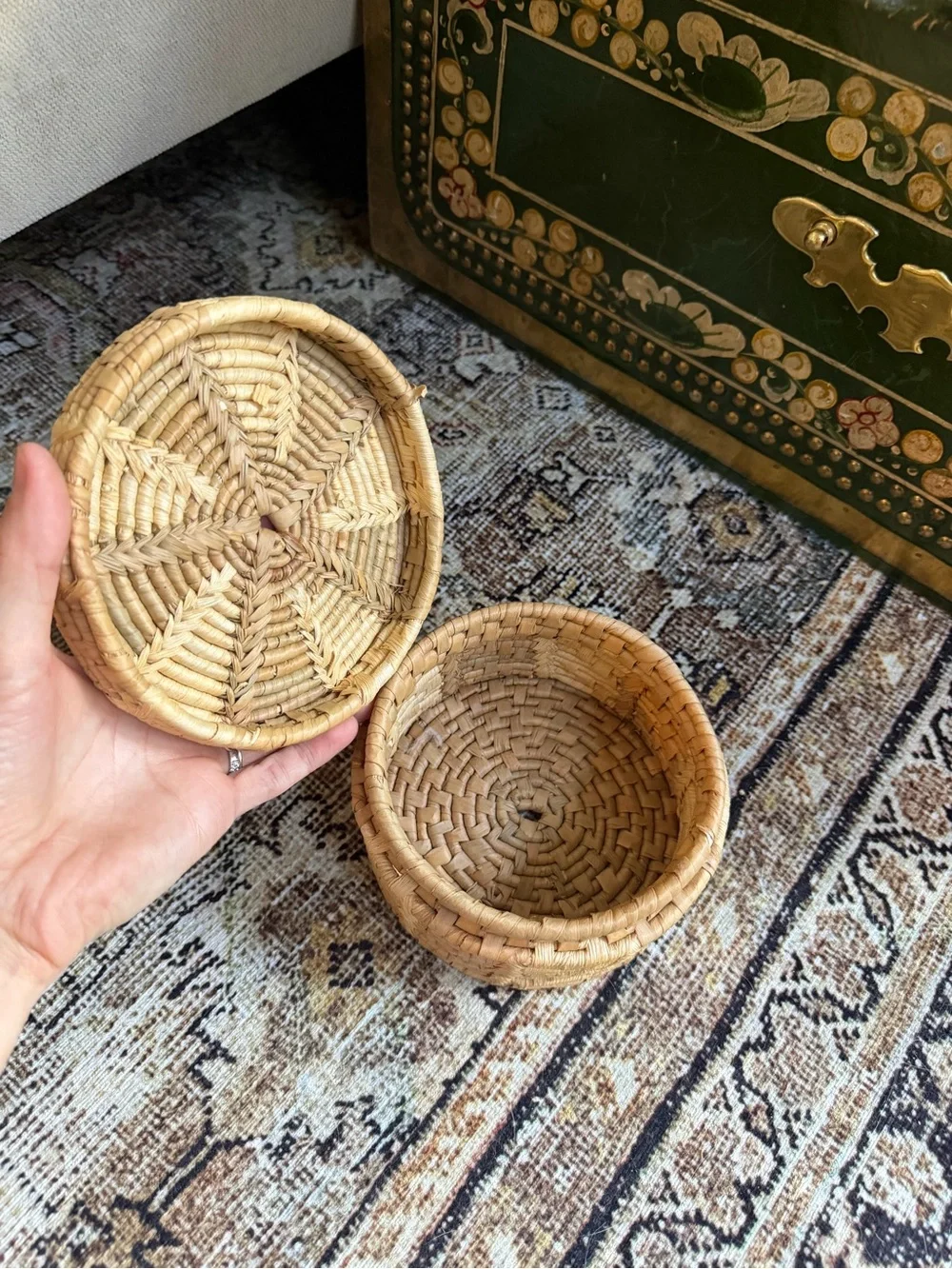 Small Woven Lidded Basket
